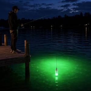 Lampe de pêche au calamar Osum rechargeable 360° °   Lampe submersible LED verte, étanche, attirant les poissons de nuit en mer, avec corde - Product Image 2