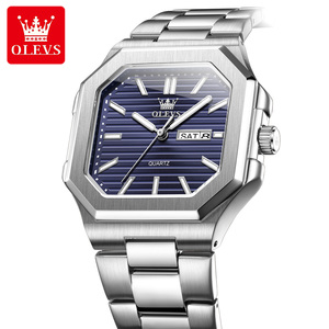 OLEVS 3731 <span class=keywords><strong>Orologio</strong></span> da Polso da <span class=keywords><strong>Uomo</strong></span> <span class=keywords><strong>Elegante</strong></span> e Minimalista con Logo Personalizzato, Quadrante Quadrato, Cinturino in Acciaio Inossidabile, Impermeabile, Display Analogico al Quarzo - Product Image 1