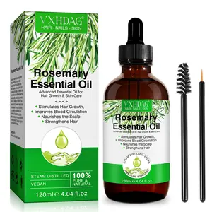 VXHDAG marca própria melhora a circulação sanguínea do couro cabeludo 120ml óleo essencial de alecrim, óleo de alecrim orgânico natural para crescimento do cabelo