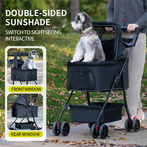 2025 शीर्ष विक्रेता प्रीमियम लक्जरी 4-पहिया डिचटेबल कुत्ते की बुगी उच्च गुणवत्ता वाले पालतू जानवर के लिए जुड़वां ट्रॉली वाहक के साथ - Product Image 3