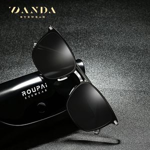 Danda Lunettes de soleil carrées pour hommes UV400, verres polarisés TAC, vision nocturne, protection solaire pour la conduite, monture argentée P0864 - Product Image 2