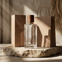 Nouvelle arrivée, flacon de parfum en verre noir carré de luxe vide, 50 ml, flacon vaporisateur de parfum avec emballage en boîte cadeau