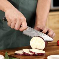Couteau de chef japonais en acier Damas de haute qualité KEEMAKE de 6,5 pouces, couteau de cuisine tranchant avec manche G10
