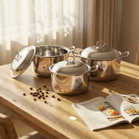 Set Peralatan Dapur Berkualitas Tinggi Kapasitas Besar 24cm 26cm 28cm Set Peralatan Masak Stainless Steel Panci Stok