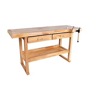 Banco de trabajo de madera resistente con cajones y estante para carpintería y metalurgia - Product Image 1