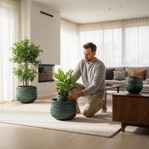 Grand <span class=keywords><strong>pot</strong></span> en céramique avec trous <span class=keywords><strong>de</strong></span> drainage, finition émaillée, durable, moderne, pour plantes d'intérieur/extérieur, pour fleurs et plantes vertes - Product Image 2