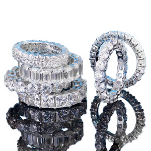 Anillo de Moissanita Personalizado para Hombre, Corte Princesa Esmeralda, Plata de Ley 925, Chapado en Oro Blanco, Certificado GRA, VVS/VVS1 - Product Image 4