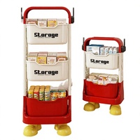 Chariot de rangement mobile à 3 niveaux avec roulettes, bacs amovibles pour la chambre des enfants, la cuisine, le bureau, l'organisation