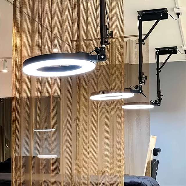 Wall Mounted Ceiling 18" LED Ring Light Remote Control Adjustable Color Temperature 3 Phone Holders Beauty Photographic Lighting