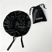 Ensemble de bonnet et pochette en satin soyeux personnalisable, double couche de luxe, pour accessoires capillaires en satin haut de gamme
