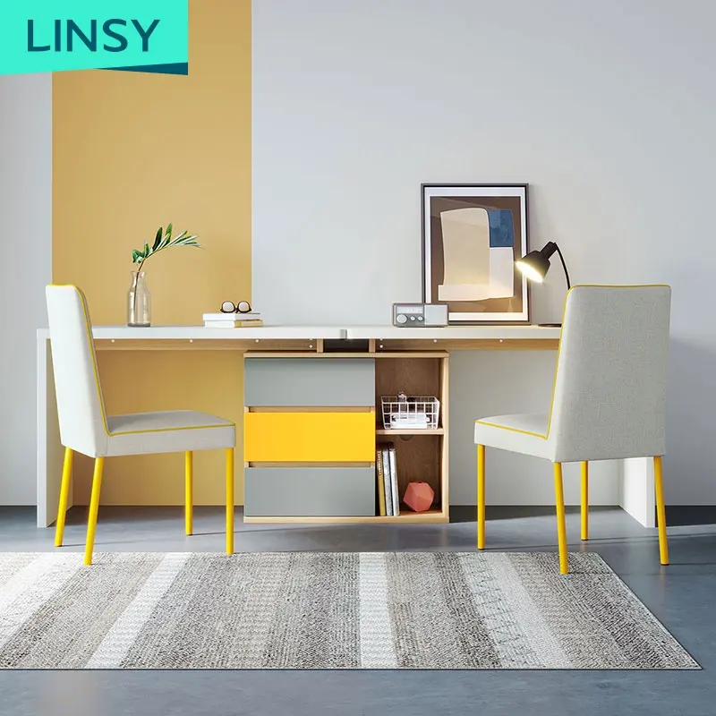 Linsy高さ調節可能なシンプルなコンピューターデスク収納ボックスオーガナイザーデスク付きホームオフィス子供用デスクと椅子セットDJ1V-C