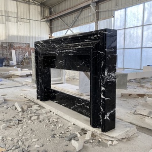 Hot Bán Nhà Máy Bán Hàng Trực Tiếp Đá Cẩm Thạch Sưởi Hiện Đại Phong Cách Nero Marquina Đá Đen Đá Cẩm Thạch Lò Sưởi Surround - Product Image 3