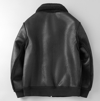 Veste d'hiver en similicuir marron pour hommes, manteau en polaire doublé, blousons de moto en daim et laine d'agneau, blousons de bombardier High Street