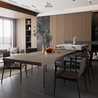Meubles de maison modernes et minimalistes en stratifié bois foncé avec bureau, robinet et armoires de présentation pour Sydney, Australie