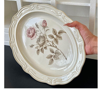 Service de table en céramique de la série Creative Rose Manor, assiettes à dîner en dentelle embossée pour la décoration de table des restaurants et des hôtels