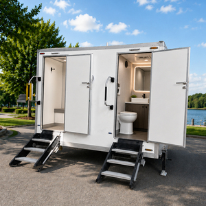 Toilettes mobiles portables pour camping - Toilettes mobiles extérieures pour événements et chantiers <span class=keywords><strong>de</strong></span> construction sur remorque à roues - Product Image 1