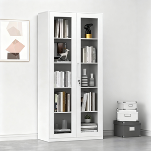잠금 가능한 유리문 철제 캐비닛, 다층 사무실 파일 및 도서 보관함 - Product Image 1