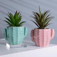 Pots de plantes Cactus visuel, 7 pièces, plantes succulentes en céramique avec plante pour décoration de bureau, vente en gros