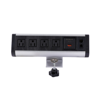 Multiprise de bureau en alliage d'aluminium à fixation par pince, protection contre les surtensions pour montage sur bord de bureau, prise de bureau à fixation par pince pour la maison