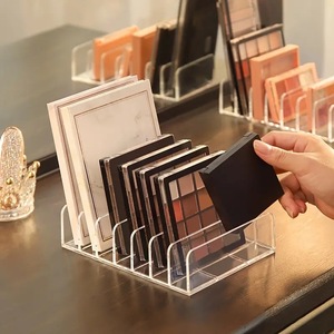 Eyeshadow Palette Storage <b>Box</b> Transparent Plastic Desktop <b>Makeup</b> Organizer Cosmetic Shelf With Dividers For Blush Powder - Product Image 1