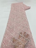Kain Tulle Jala Bordir NI.AI Model Terbaru Elegan Ringan Bermotif Bunga dengan Payet dan Manik-Manik