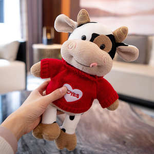 Adorable petit animal en peluche vache, cadeau de <span class=keywords><strong>Nouvel</strong></span> <span class=keywords><strong>An</strong></span> ou d'anniversaire, poupée en peluche, jouet en peluche en coton PP super doux, technique de lavage anti-stress - Product Image 5