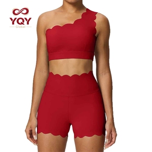 Conjunto de Yoga con Logotipo Personalizado, Sujetador Deportivo de un Solo Hombro, Ropa Deportiva, Pantalones Cortos para Correr al Aire Libre, Traje de Yoga para Mujer, Ropa Deportiva para Gimnasio - Product Image 1