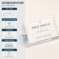 Support de Présentation de Table en Acrylique Transparent Magnétique Personnalisé pour Étiquettes de Prix, Cadre d'Affichage de Cartes de Vente au Détail, Vente en Gros Usine