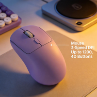 Harga Grosir Produsen OEM Keyboard Mini Ergonomis Nirkabel Dual-Mode Ungu 85-Tombol + Mouse 4D Bertenaga Baterai