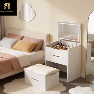 <span class=keywords><strong>Espejo</strong></span> LED Táctil Plegable Multifuncional Nórdico con Cajón <span class=keywords><strong>de</strong></span> Gran Capacidad, Tocador Integrado <span class=keywords><strong>de</strong></span> Madera para Dormitorio <span class=keywords><strong>de</strong></span> Princesa - Product Image 2