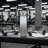 Bouteille d'eau en plastique écologique de 1L, sans BPA, à double paroi isolée, étanche, avec paille et marqueur de temps, idéale pour le sport - Vente en gros