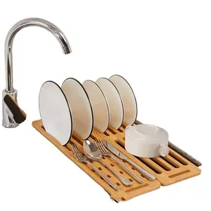 OWNSWING scolapiatti per lavello da cucina pieghevole in legno di bambù degradabile di alta qualità