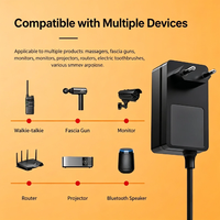 Adaptador de Corriente CA/CC Personalizado Negro con Enchufe Europeo de 2 Pines Redondos, Cargador de Pared de 36W con Cable CC Fijo para Cámaras de Seguridad y Dispositivos Inteligentes para el Hogar