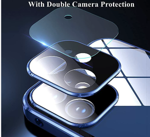 Custodia Magnetica in Metallo con Protezione Lente e <span class=keywords><strong>Vetro</strong></span> <span class=keywords><strong>Temperato</strong></span> HD a Doppia Faccia a 360 Gradi per iPhone 18 Pro Max 17 16 15 - Product Image 4