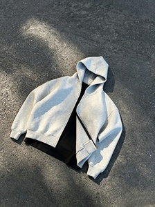 Sweat-shirt à capuche gris pour homme, manches régulières, tricot uni, vêtement décontracté d'automne - Product Image 1