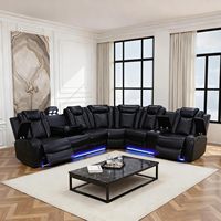 Ensemble de canapés inclinables électriques avec éclairage LED, canapé sectionnel en cuir aérien avec alimentation sans fil pour home cinéma et salon