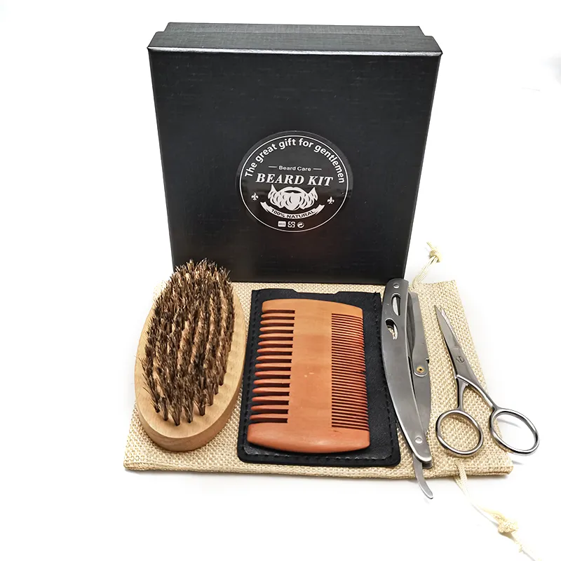 Men's grooming beard kit shaving brush Male shave kit set blades safety barber shaving straight razor