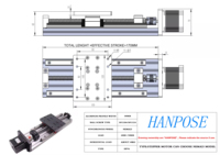 Moteur linéaire coulissant CNC HANPOSE HPV6-1204-500 à double guide à billes HPV6 - Course efficace 500MM
