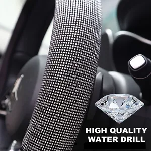 Housse de volant 14,5-15 pouces avec strass et cristaux scintillants, respirante et antidérapante, accessoires automobiles - Product Image 2
