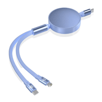 Kabel Pengisi Daya Ponsel TPE 2 in 1 yang Dapat Ditarik dengan Pengisian Cepat 100W dan Transmisi Data