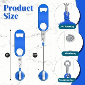 Décapsuleur rétractable personnalisé avec logo, ouvre-bouteille plat pour barman avec porte-badge rond et clips pour cuisine, restaurant, bar - Product Image 2