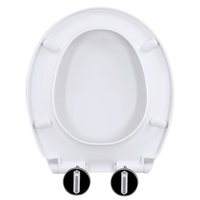 Accessoires de salle de bain modernes et élégants, best-sellers, avec couvercles de réservoir en plastique faciles à nettoyer et abattants de toilettes à fermeture lente et fermés.