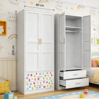 Armoire en acier à double porte style shaker, 2 tiroirs, 80x200cm, grande capacité, sur pied, meubles de chambre à coucher, amortissement silencieux