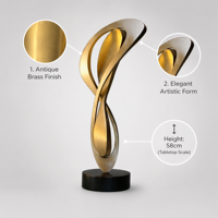 Sculpture moderne abstraite en acier inoxydable poli doré, couleurs personnalisées, statue artistique pour la décoration de jardin, d'hôtel et de paysage
