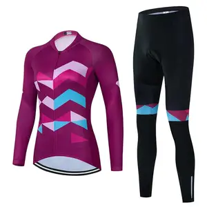 Roupa de ciclismo para mulheres, camisa de manga longa para bicicleta de montanha e de estrada, roupa acolchoada de ciclismo com secagem rápida