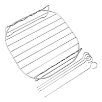 Accessoires de barbecue en acier inoxydable de qualité alimentaire, grille à vapeur à double couche, friteuse à air circulaire avec brochettes