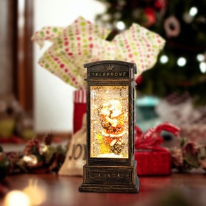 Decorazione Natalizia da Tavolo, Cabina Telefonica di Babbo Natale con Lanterna, <span class=keywords><strong>Globo</strong></span> di Neve Natalizio Pre-Illuminato a LED con Acqua Rotante e Glitter - Product Image 5