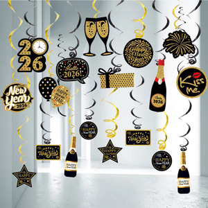 2026 fiesta de año nuevo remolinos colgantes Hello 2026 decoraciones temáticas de vacaciones Feliz Año Nuevo suministros para fiestas de graduación - Product Image 1