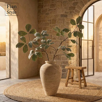 Ranting Tanaman Fiddle Leaf Fig Buatan dengan Batang Berlumut untuk Vas Lantai - Dekorasi Hijau Ramah Lingkungan untuk Pernikahan & Thanksgiving, Cocok untuk Pajangan Komersial