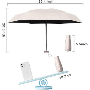 6 Fold <span class=keywords><strong>Mini</strong></span> <span class=keywords><strong>Umbrella</strong></span> Proteção UV Windproof Travel Purse Lady Lightweight Portátil Com Caso EVA Logotipo Personalizado Sun Rain Dual Use - Product Image 4